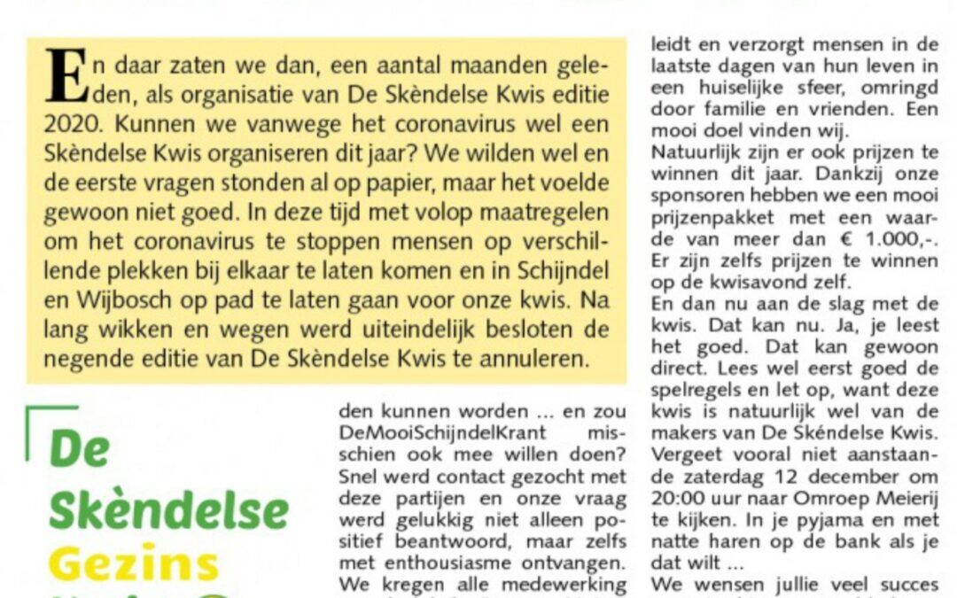 Donatie-actie Kwis-Krant. Hallo!