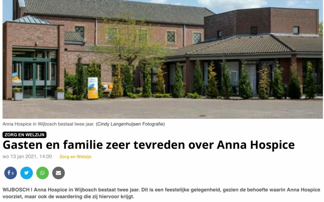 Gasten en familie Anna Hospice zijn zeer tevreden