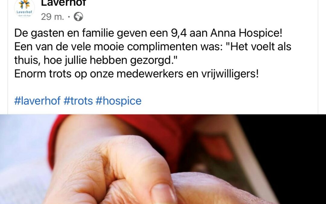 Gasten en familie geven Anna Hospice een 9,4